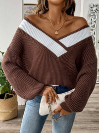 Raquel Strickpullover mit überschnittenen Schultern – Braun