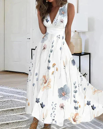 Victoria | Elegantes und luftiges Blumenkleid mit V-Ausschnitt für Frauen