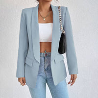 Damen Langarm Offene Front Blazer | Elegante – Hellblau