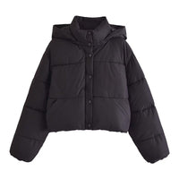 Rubyanne Gekürzte Pufferjacke mit Kapuze – Schwarz