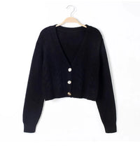 Saoirse Gekürzte Zopfstrickjacke – Schwarz
