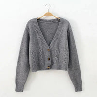 Saoirse Gekürzte Zopfstrickjacke – Grau
