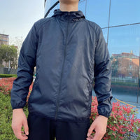 Herren Windbreaker Kapuze Jacke | Reißverschluss – Schwarz