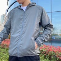 Herren Windbreaker Kapuze Jacke | Reißverschluss – Grau