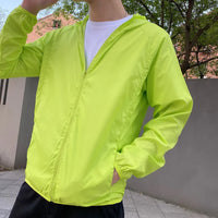 Herren Windbreaker Kapuze Jacke | Reißverschluss – Hellgrün