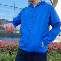 Herren Windbreaker Kapuze Jacke | Reißverschluss – Blau