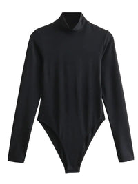 Shiloh Langärmeliger Rollkragen-Bodysuit – Schwarz