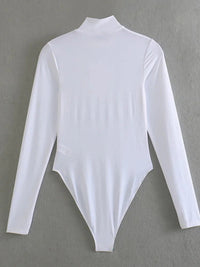 Shiloh Langärmeliger Rollkragen-Bodysuit – Weiß