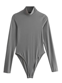 Shiloh Langärmeliger Rollkragen-Bodysuit – Grau