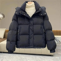 Simonne Kapuzen-Pufferjacke – Schwarz