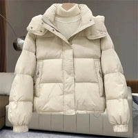 Simonne Kapuzen-Pufferjacke – Aus weiß