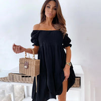 Ophrah | Schickes und elegantes schulterfreies Kleid für Frauen – Schwarz