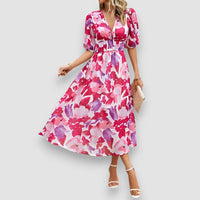 Bella | Theresa Florales Midikleid – Rosa
