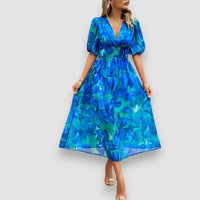 Bella | Theresa Florales Midikleid – Blau