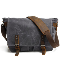 Uriel Vintage-Messenger-Tasche mit Schnallen – Grau