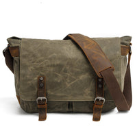 Uriel Vintage-Messenger-Tasche mit Schnallen – Grün