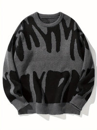 Verner Grafik-Strickpullover – Grau