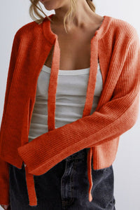 Vernice Strickjacke mit Krawattenverschluss – Orange