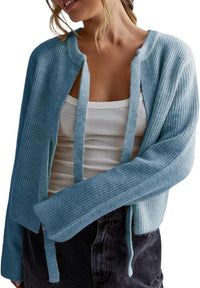 Vernice Strickjacke mit Krawattenverschluss – Blau