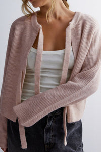 Vernice Strickjacke mit Krawattenverschluss – Rosa