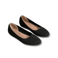 Damen Gestrickte Flache Ballett Schuhe | Bequeme – Schwarz