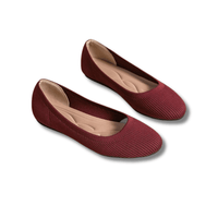 Damen Gestrickte Flache Ballett Schuhe | Bequeme – Rot
