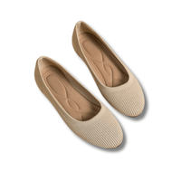 Damen Gestrickte Flache Ballett Schuhe | Bequeme – Beige