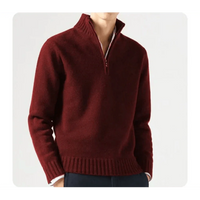 Wade Rollkragenpullover mit Halbem Reißverschluss – Rot