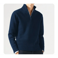 Wade Rollkragenpullover mit Halbem Reißverschluss – Blau