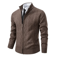 Wilford Slim-Fit Strickjacke mit Hohem Halsausschnitt – Braun