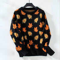 Willow Herbstblätter Strickpullover – Schwarz