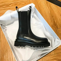 Damen Stylische Slip Auf Knöchel Stiefel | Schwarz – Schwarz