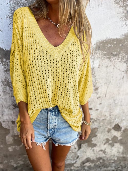Yvette Hohle Bluse mit V-Ausschnitt