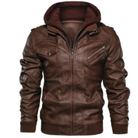 Kapuze Premium Bikerjacke für Herren | Lässig – Braun