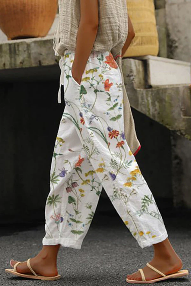 Heidi-Mode | Casual Unique Printed Button Pocket Pants