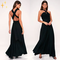 Izzy Maxi-Kleid | Luftiges Sommerkleid mit offenem Rücken und Bindung | Strandkleid – Schwarz