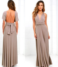 Izzy Maxi-Kleid | Sommerliches Rückenfreies Multiwrap Abendkleid Lang | Brautjungfernkleid – Braun