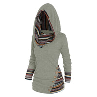 Saymera | Lässiger Tribal-Kapuzenpullover – Hellgrau