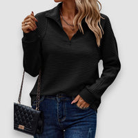 Lilly | Pullover mit halbem Reißverschluss – Schwarz