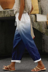 Heidi-Mode | Casual Unique Printed Button Pocket Pants – Marine