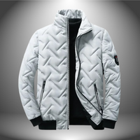 Gesteppte Pufferjacke mit hohem Kragen für Männer – Weiß