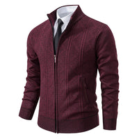 Niklas | Herren Klassische Strickjacke – Bordeauxrot