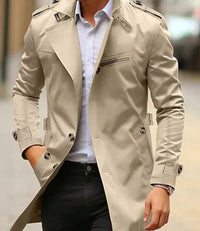 Niklas | Herren Klassischer Trenchcoat Schulterriemen – Hellbeige