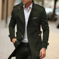Niklas | Herren Klassischer Trenchcoat Schulterriemen – Grün