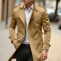 Niklas | Herren Klassischer Trenchcoat Schulterriemen – Dunkelbeige