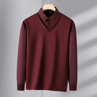 GREGOR - PULLOVER MIT HEMDKRAGEN – Rotwein