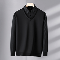 GREGOR - PULLOVER MIT HEMDKRAGEN – Schwarz