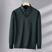 GREGOR - PULLOVER MIT HEMDKRAGEN – Grün