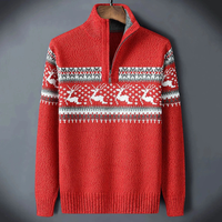 Noah | Herren Strick Pullover mit Half-Zip – Rot