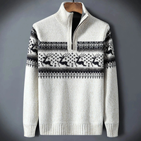 Noah | Herren Strick Pullover mit Half-Zip – Weiß